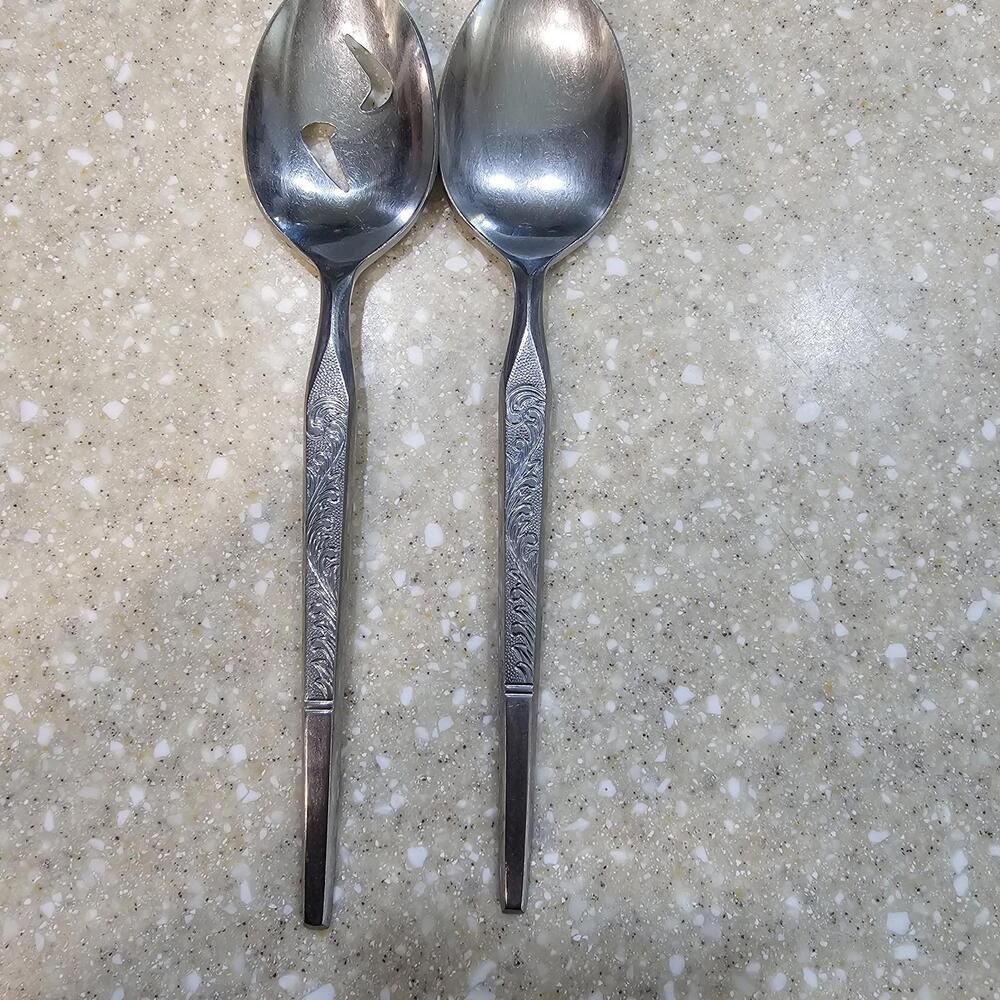 Winthrop By Stanley Roberts Flatware Fiddle Fern Pattern Design MCM Set Of  2